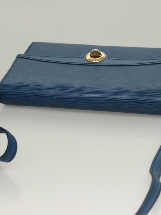 Authentic LOUIS VUITTON Epi Pochette Arche Shoulder Bag Blue M52575 LV - Picture 13 of 16